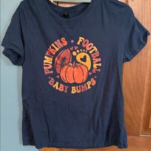 Navy Blue maternity Shirt with Pumpkin Football baby bumps